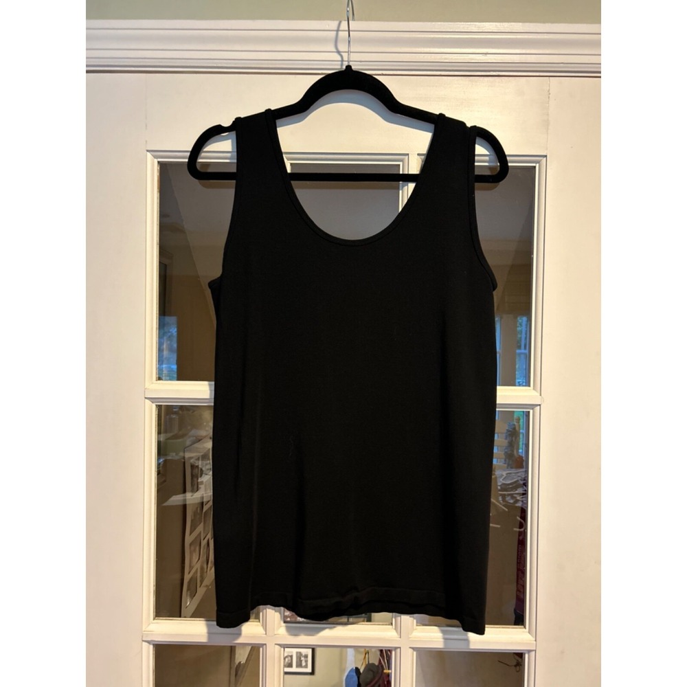 Inspired Style Black Stretch Viscose Spandex Scoop Neck Cami Tank Top Womens OS